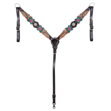 HILASON Western Horse Headstall Breast Collar Set American Leather Floral